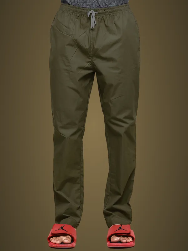 Olive_Green_Plus_Size_Cotton_Casual_Lightweight_Solid_Pyjama_Beach_Pants_Elastic_Waist_Pyjama_For_Men