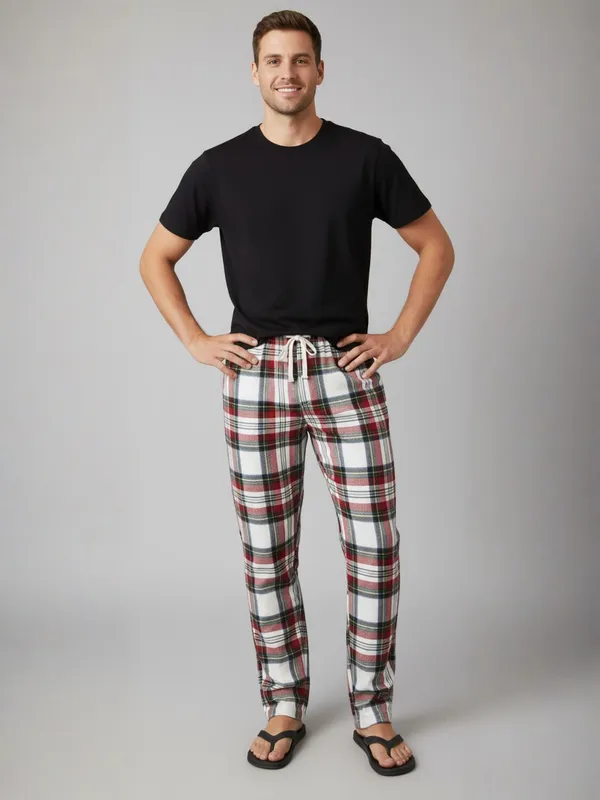 White_&_Red_Mens_Cotton_Checkered_Plus_Size_Pyjama