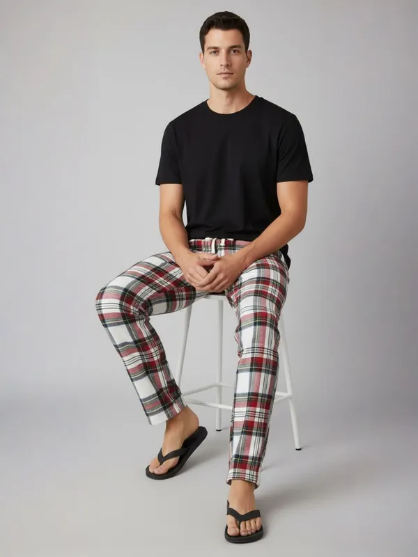 White_&_Red_Mens_Cotton_Checkered_Plus_Size_Pyjama
