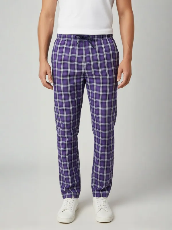 Purple_Mens_Cotton_Checkered_Plus_Size_Pyjama