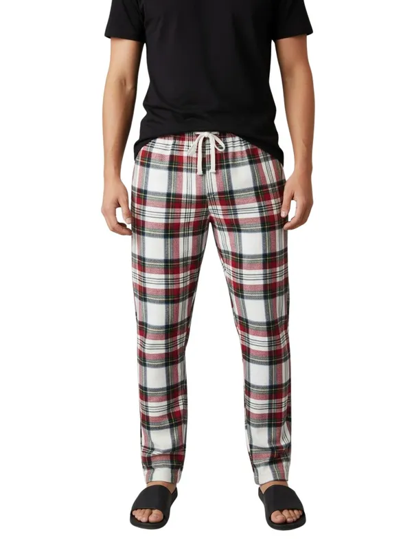 White_&_Red_Mens_Cotton_Checkered_Plus_Size_Pyjama