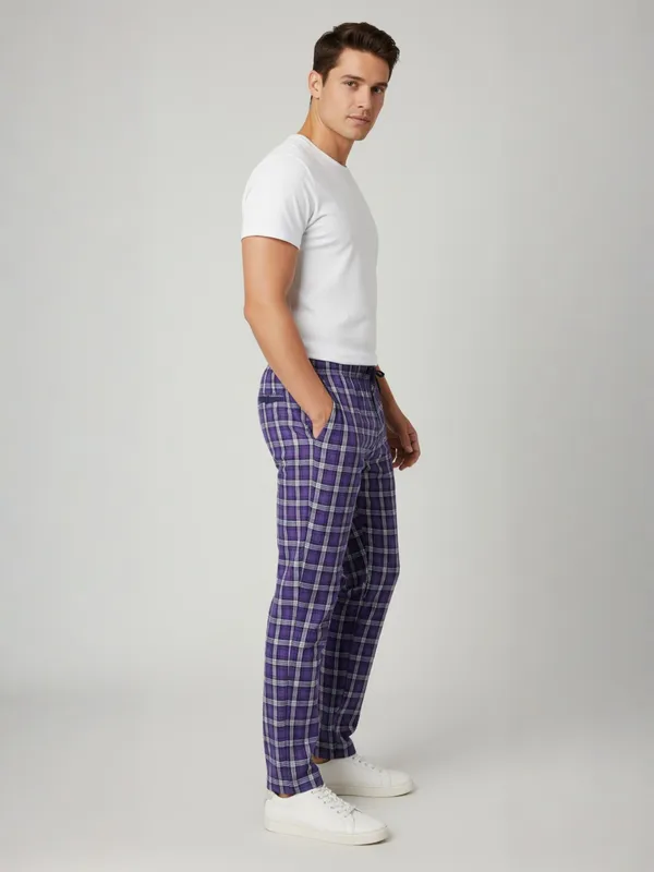 Purple_Mens_Cotton_Checkered_Plus_Size_Pyjama