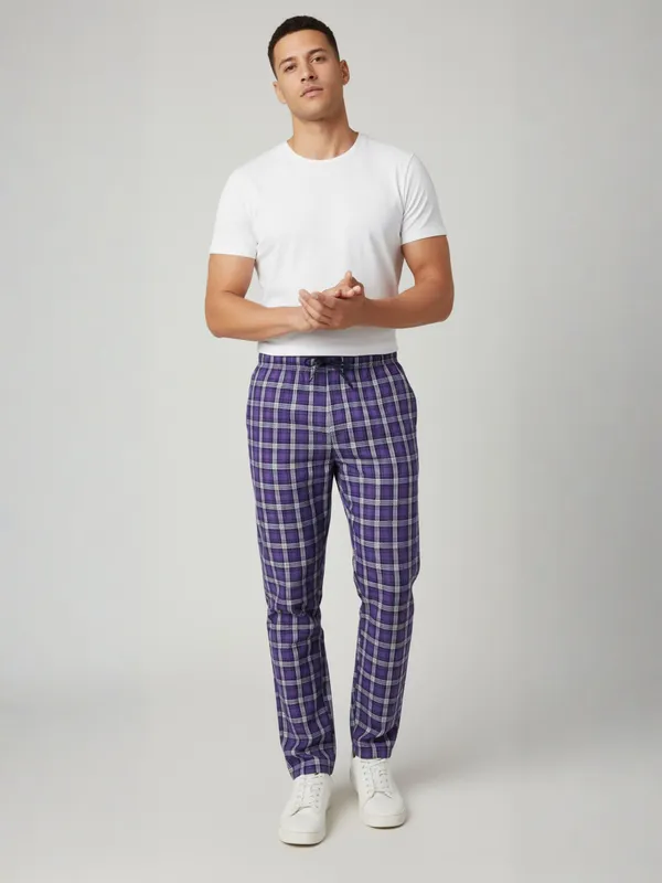 Purple_Mens_Cotton_Checkered_Plus_Size_Pyjama