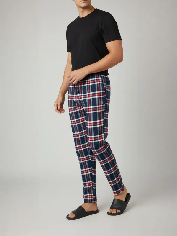Bule_&_Red_Mens_Cotton_Checkered_Plus_Size_Pyjama