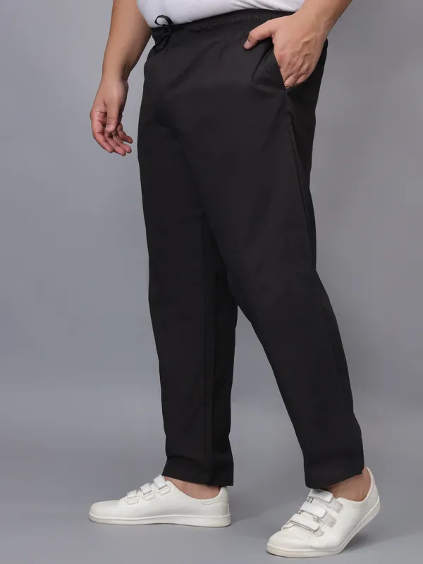 Black_Plus_Size_Cotton_Casual_Lightweight_Solid_Pyjama_Beach_Pants_Elastic_Waist_Pyjama_For_Men