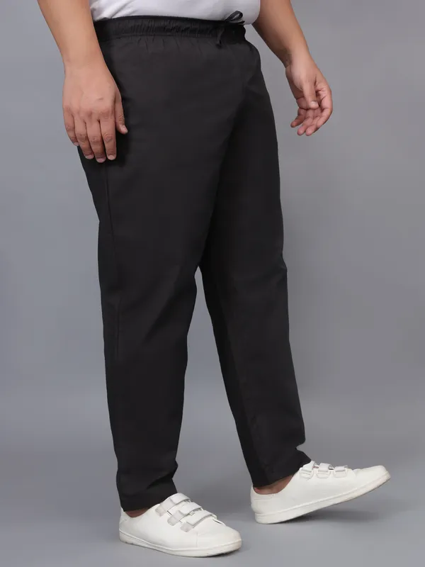 Black_Plus_Size_Cotton_Casual_Lightweight_Solid_Pyjama_Beach_Pants_Elastic_Waist_Pyjama_For_Men