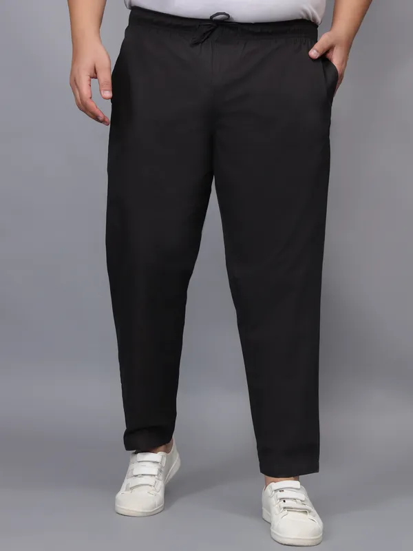 Black_Plus_Size_Cotton_Casual_Lightweight_Solid_Pyjama_Beach_Pants_Elastic_Waist_Pyjama_For_Men