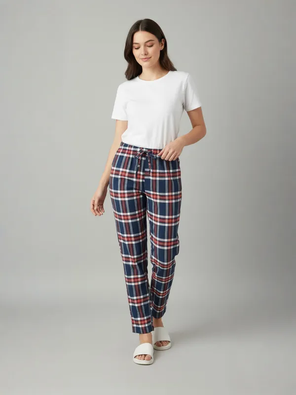 Blue_&_Red_Womens_Cotton_Checkered_Plus_Size_Pyjama