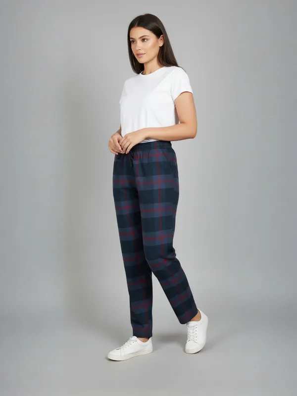 Blue_Womens_Cotton_Checkered_Plus_Size_Pyjama