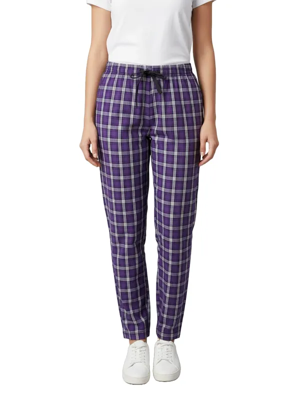 Purple_Womens_Cotton_Checkered_Plus_Size_Pyjama
