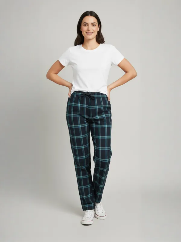Blue_&_Green_Womens_Cotton_Checkered_Plus_Size_Pyjama
