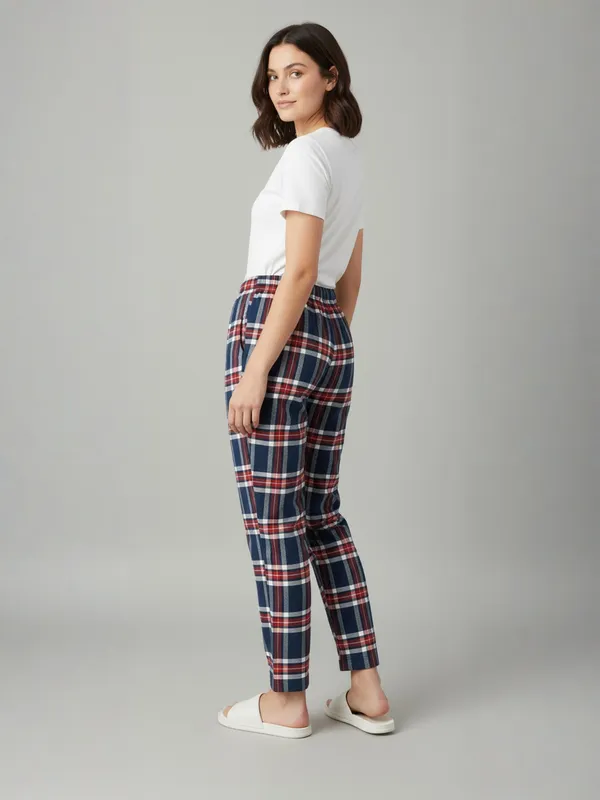 Blue_&_Red_Womens_Cotton_Checkered_Plus_Size_Pyjama