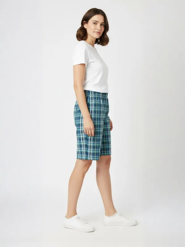 Women's_Cotton_Checkered_Shorts_??High_Waist_Lounge_Shorts_with_Pockets_|_Regular_&_Plus_Sizes