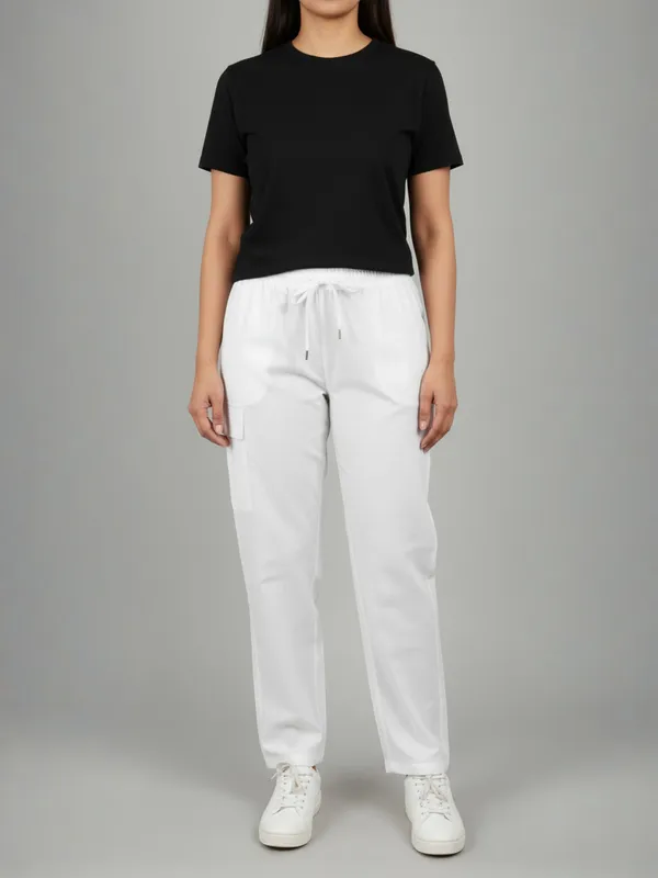 White_Womens_Solid_Cotton_Linen_Plus_Size_Cargo_Pyjama_|_Loungewear_Sleepwear_Travel_Wear_Cargo_Pyjama