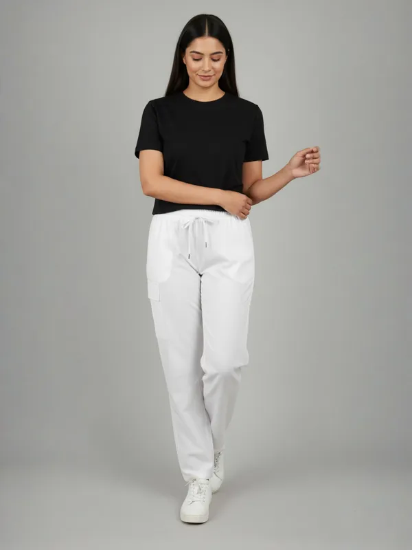 White_Womens_Solid_Cotton_Linen_Plus_Size_Cargo_Pyjama_|_Loungewear_Sleepwear_Travel_Wear_Cargo_Pyjama