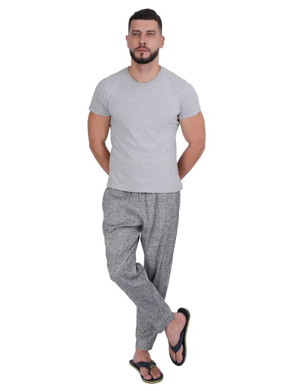 Grey_Chambray_Plus_Size_Cotton_Casual_Beach_Pants_Elastic_Waist_Pyjama_For_Men
