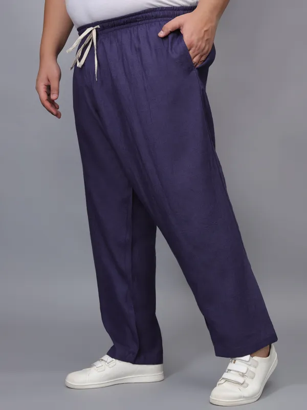 Navy_Plus_Size_Cotton_Casual_Lightweight_Solid_Pyjama_Beach_Pants_Elastic_Waist_Pyjama_For_Men