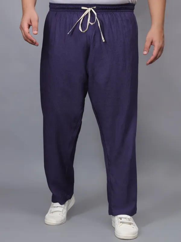 Navy_Plus_Size_Cotton_Casual_Lightweight_Solid_Pyjama_Beach_Pants_Elastic_Waist_Pyjama_For_Men