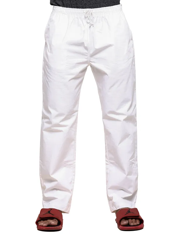 White_Plus_Size_Cotton_Casual_Lightweight_Solid_Pyjama_Beach_Pants_Elastic_Waist_Pyjama_For_Men