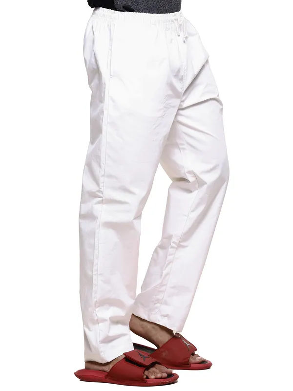 White_Plus_Size_Cotton_Casual_Lightweight_Solid_Pyjama_Beach_Pants_Elastic_Waist_Pyjama_For_Men