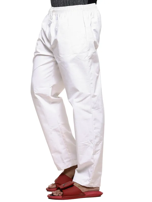 White_Plus_Size_Cotton_Casual_Lightweight_Solid_Pyjama_Beach_Pants_Elastic_Waist_Pyjama_For_Men