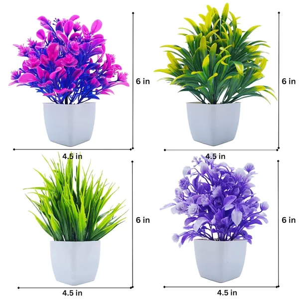Multicolour_(Set_Of_4)_Artificial_Potted_Plants_Mini_Green_Faux_Topiary_For_Office_Table_Bathroom_Shelf_Kitchen_Cabinet_Farmhouse_Decor_With_4_Plastic_Pots
