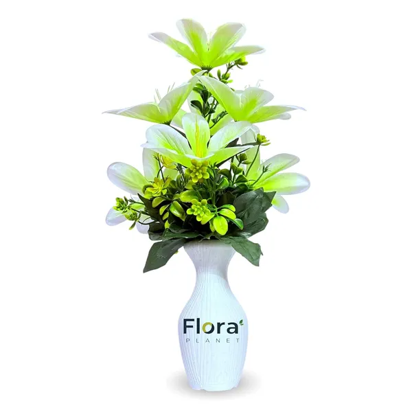 Bright_Green_Artificial_Lily_Flower_Pot_With_7_Blooming_Flowers_&_Green_Leaves_8_Colour_Options_Home_Decor_Living_Room_Office_Table_Gift_Item