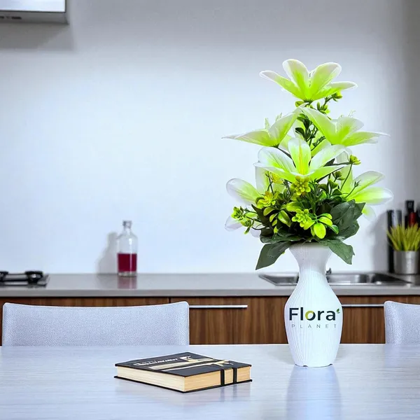 Bright_Green_Artificial_Lily_Flower_Pot_With_7_Blooming_Flowers_&_Green_Leaves_8_Colour_Options_Home_Decor_Living_Room_Office_Table_Gift_Item
