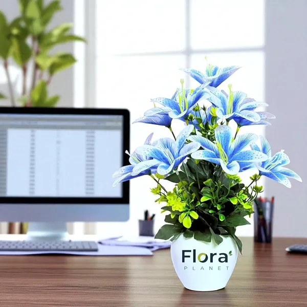 Blue_Artificial_Lily_Flower_Pot_With_12_Blooming_Stems_8_Colour_Variants_Decorative_Faux_Plant_For_Home_Office_&_Table_Decor