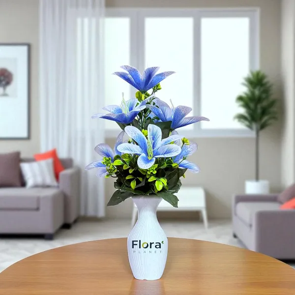 Blue_Artificial_Lily_Flower_Pot_With_7_Blooming_Flowers_&_Green_Leaves_8_Colour_Options_Home_Decor_Living_Room_Office_Table_Gift_Item