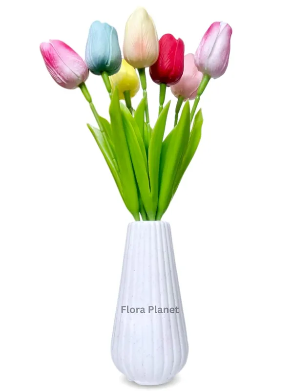 Multicolour_5_Pcs_Artificial_Tulip_Flowers_Bunches_With_Vase_Artificial_Plants_With_Pot_Home_Decoration_Items_For_Living_Room_Bedroom_Wedding_32_Cm_Silk_Home_Decor_(1_Bottle)