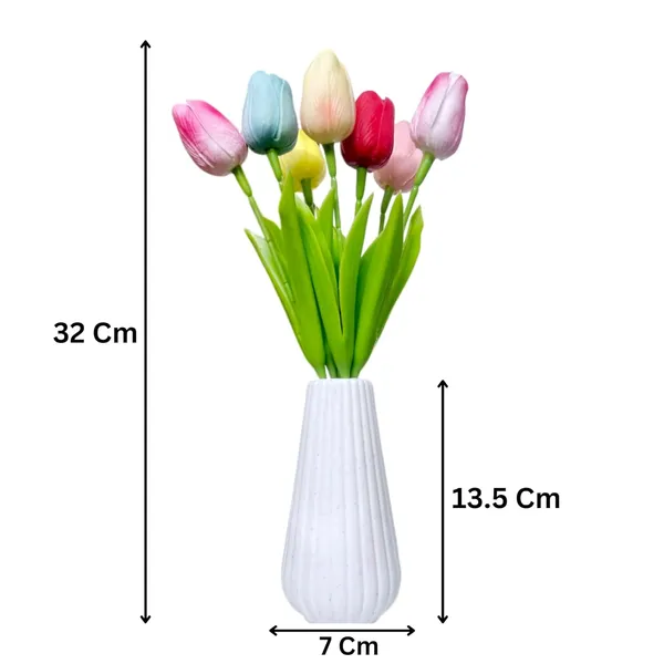 Multicolour_5_Pcs_Artificial_Tulip_Flowers_Bunches_With_Vase_Artificial_Plants_With_Pot_Home_Decoration_Items_For_Living_Room_Bedroom_Wedding_32_Cm_Silk_Home_Decor_(1_Bottle)