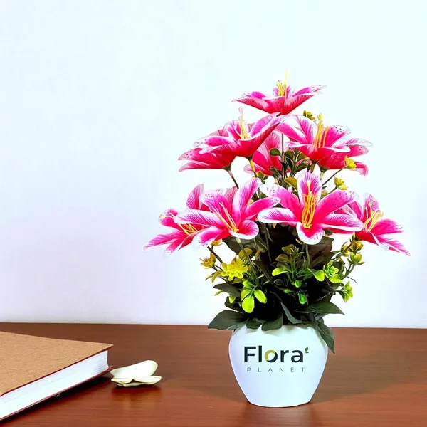 Dark_Pink_Artificial_Lily_Flower_Pot_With_12_Blooming_Stems_8_Colour_Variants_Decorative_Faux_Plant_For_Home_Office_&_Table_Decor