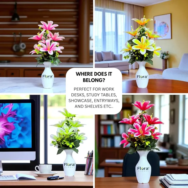 Dark_Pink_Artificial_Lily_Flower_Pot_With_7_Blooming_Flowers_&_Green_Leaves_8_Colour_Options_Home_Decor_Living_Room_Office_Table_Gift_Item