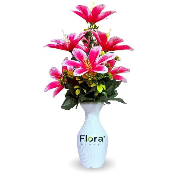 Dark_Pink_Artificial_Lily_Flower_Pot_With_7_Blooming_Flowers_&_Green_Leaves_8_Colour_Options_Home_Decor_Living_Room_Office_Table_Gift_Item