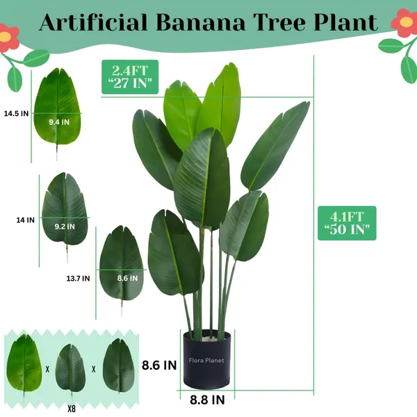 Multicolour_4.1Ft_Artificial_Traveller's_Palm_Faux_Floor_Plant_For_Home_&_Office_Decor_Big_Banana_Leaf_Plant_Real_Touch_Feel_Indoor_Decorative_Greenery_For_Living_Room_&_Corner
