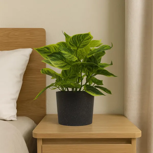 Light_Green_Artificial_Table_Top_Plant_With_Black_Pot_Small_Faux_Indoor_Desk_Plant_For_Home_&_Office_Decor_Low_Maintenance_Decorative_Item_(Height_~30_Cm)