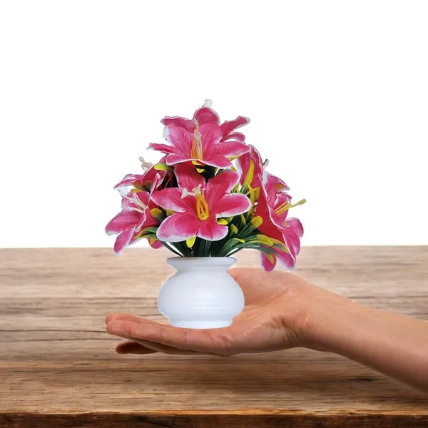Multicolour_Artificial_Flowers_For_Decoration_With_Pot_(Set_Of_4)_Realistic_Lily_Flowers_For_Home_Indoor_Living_Room_Bedroom_Decor_Durable_Material_Lifelike_Look