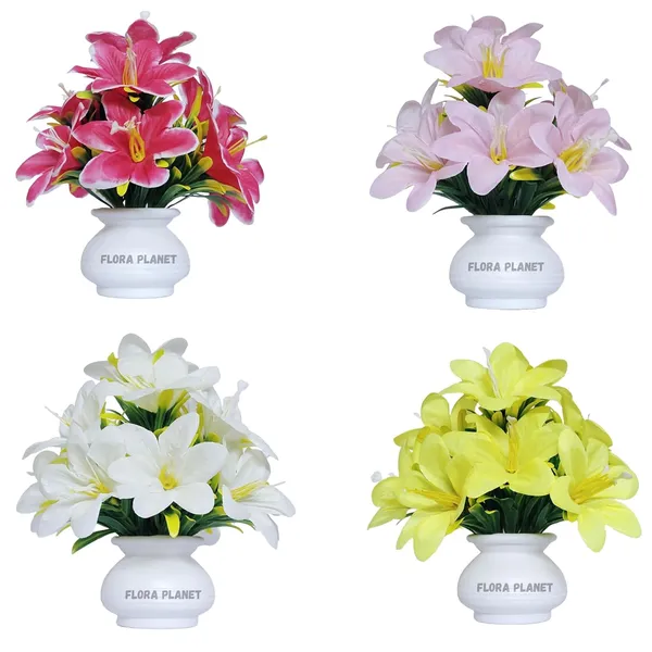Multicolour_Artificial_Flowers_For_Decoration_With_Pot_(Set_Of_4)_Realistic_Lily_Flowers_For_Home_Indoor_Living_Room_Bedroom_Decor_Durable_Material_Lifelike_Look