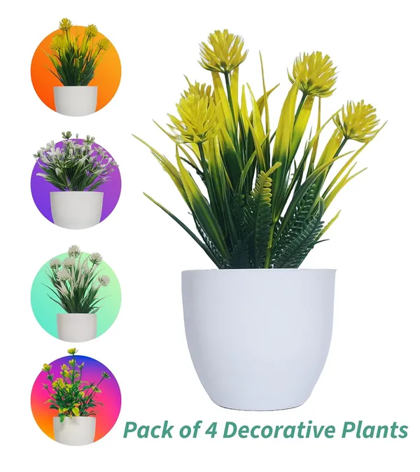 Multicolour_Artificial_Plants_With_Pot_For_Home_Decor_Realistic_Looking_Home_Decoration_Items_For_Living_Room_Decor_Durable_Plastic_Multi_Variety_No_Maintenance_Pack_Of_4_(4_Round)