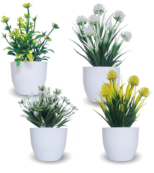 Multicolour_Artificial_Plants_With_Pot_For_Home_Decor_Realistic_Looking_Home_Decoration_Items_For_Living_Room_Decor_Durable_Plastic_Multi_Variety_No_Maintenance_Pack_Of_4_(4_Round)