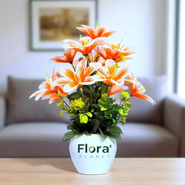 Orange_Artificial_Lily_Flower_Pot_With_12_Blooming_Stems_8_Colour_Variants_Decorative_Faux_Plant_For_Home_Office_&_Table_Decor