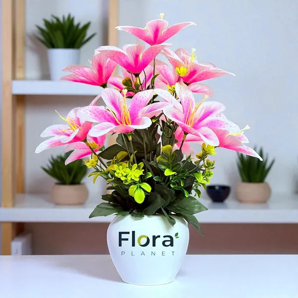 Pink_Artificial_Lily_Flower_Pot_With_12_Blooming_Stems_8_Colour_Variants_Decorative_Faux_Plant_For_Home_Office_&_Table_Decor