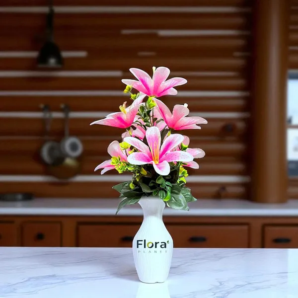 Pink_Artificial_Lily_Flower_Pot_With_7_Blooming_Flowers_&_Green_Leaves_8_Colour_Options_Home_Decor_Living_Room_Office_Table_Gift_Item