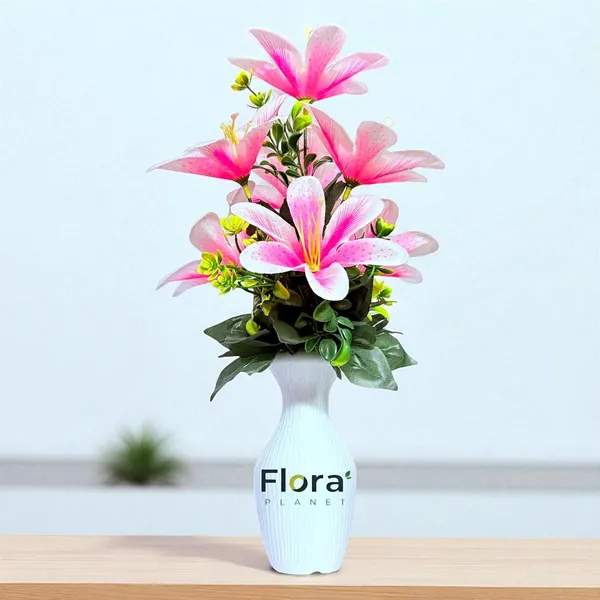 Pink_Artificial_Lily_Flower_Pot_With_7_Blooming_Flowers_&_Green_Leaves_8_Colour_Options_Home_Decor_Living_Room_Office_Table_Gift_Item