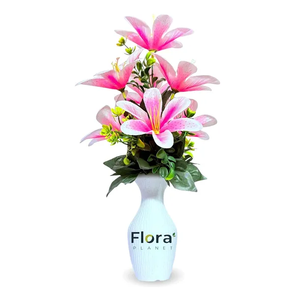 Pink_Artificial_Lily_Flower_Pot_With_7_Blooming_Flowers_&_Green_Leaves_8_Colour_Options_Home_Decor_Living_Room_Office_Table_Gift_Item