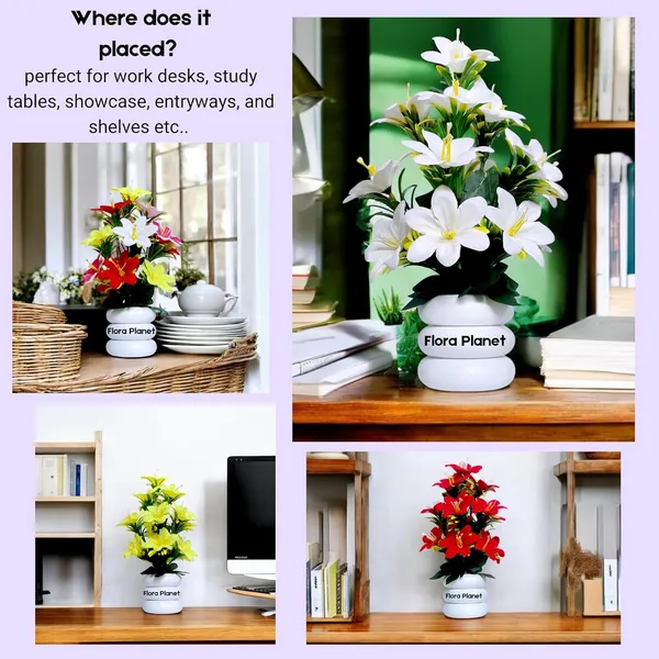 White_Large_Artificial_Plants_In_Pot_Tall_Fake_Plants_For_Home_&_Office_Decor_Realistic_Artificial_Flowers_With_Vase_Indoor_Decorative_Greenery_For_Living_Room_Desk_Tabletop