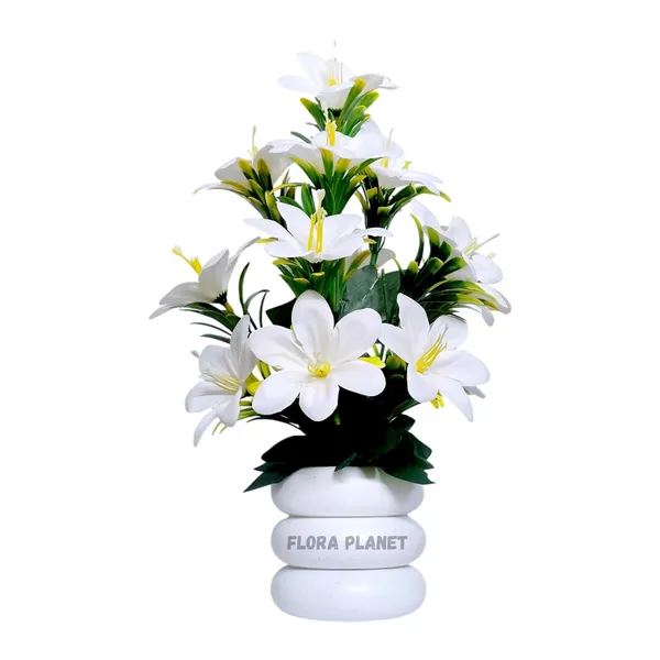 White_Large_Artificial_Plants_In_Pot_Tall_Fake_Plants_For_Home_&_Office_Decor_Realistic_Artificial_Flowers_With_Vase_Indoor_Decorative_Greenery_For_Living_Room_Desk_Tabletop