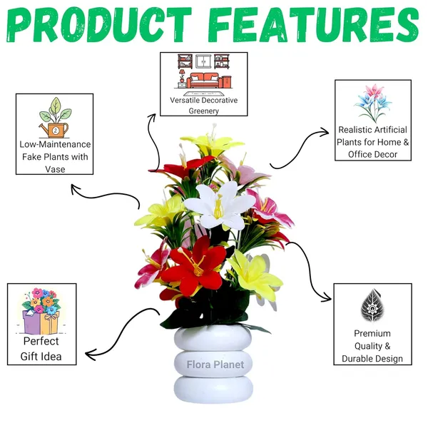 White_Large_Artificial_Plants_In_Pot_Tall_Fake_Plants_For_Home_&_Office_Decor_Realistic_Artificial_Flowers_With_Vase_Indoor_Decorative_Greenery_For_Living_Room_Desk_Tabletop