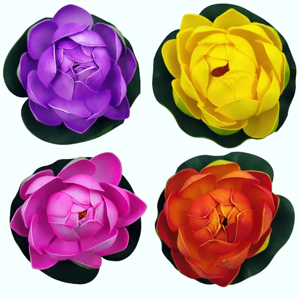 Multicolour_Artificial_Lotus_Flowers_For_Home_Decor_(Set_Of_4)_Mini_With_Lotus_Flowers_Realistic_Look_Durable_Material_Perfect_For_Fish_Tank_&_Pond